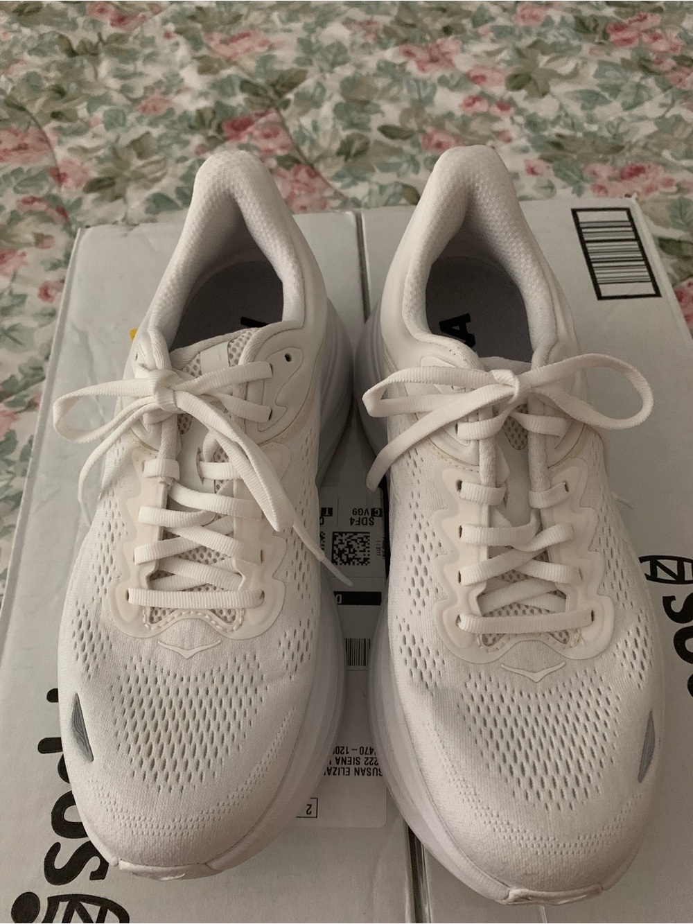 Hoka Bondi 9, Size 8.5 Wide, White Sneakers - Clean Mesh Design